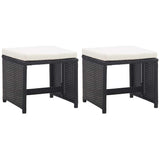Vidaxl tuinkrukken 2 st met kussens poly rattan zwart
