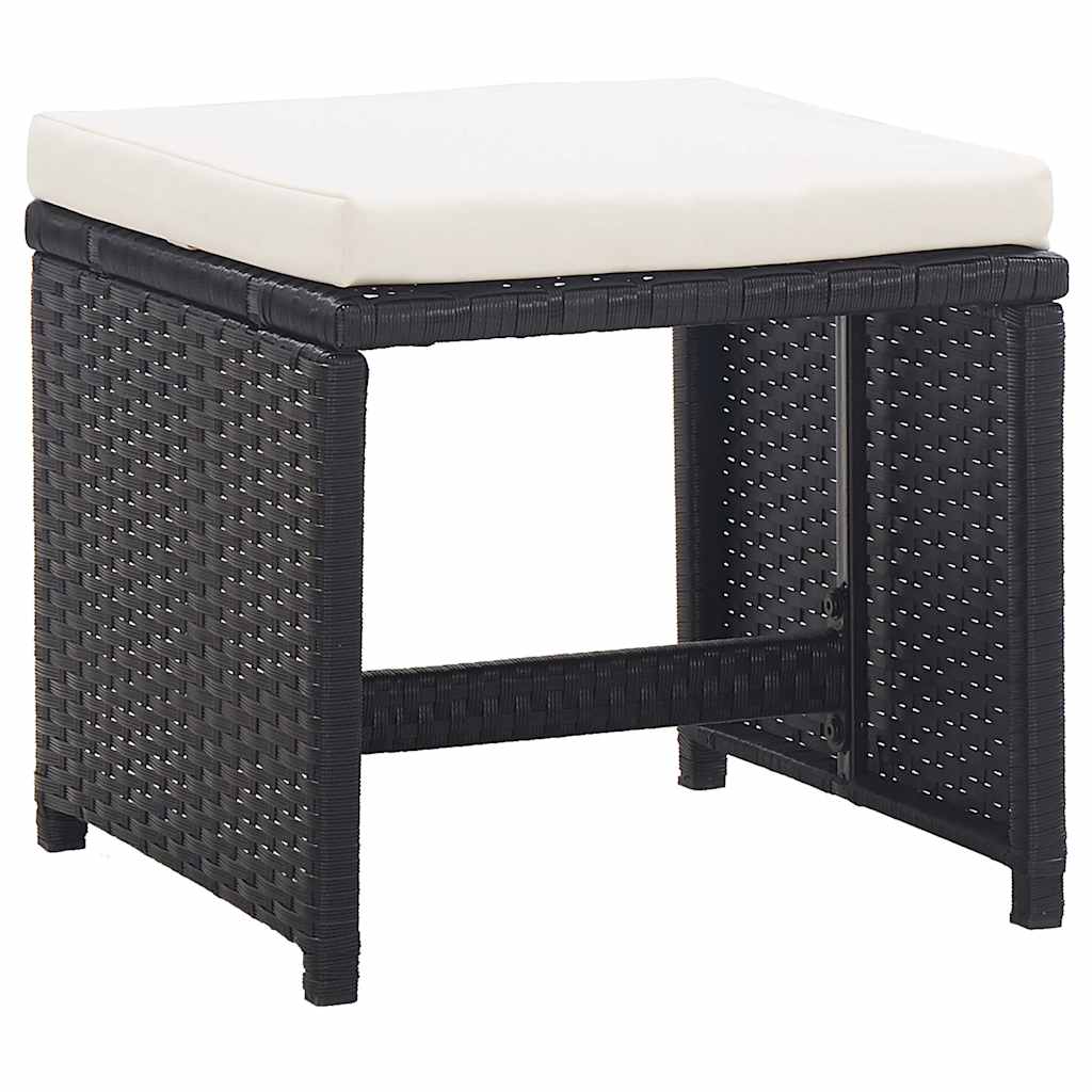 Vidaxl tuinkrukken 2 st met kussens poly rattan zwart