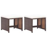 Vidaxl tuinkrukken 2 st met kussens poly rattan bruin
