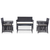 Vidaxl 4-delige loungeset met kussen poly rattan zwart
