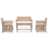 Vidaxl 4-delige loungeset met kussens poly rattan beige