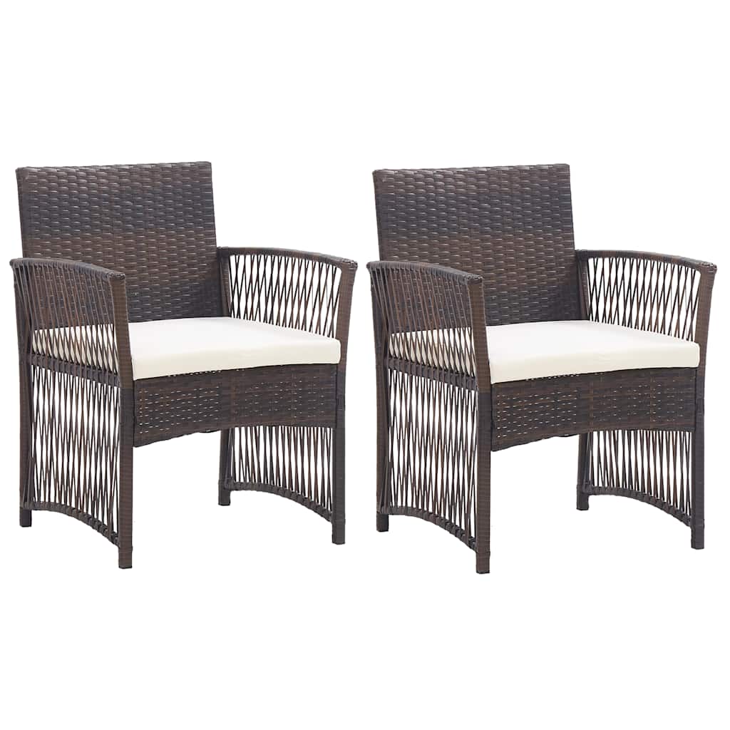 Vidaxl tuinstoelen met kussens 2 st poly rattan bruin