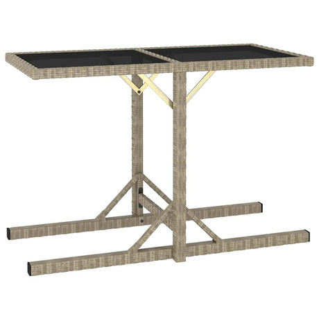 Vidaxl tuintafel 110x53x72 cm glas en poly rattan beige