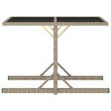 Vidaxl tuintafel 110x53x72 cm glas en poly rattan beige