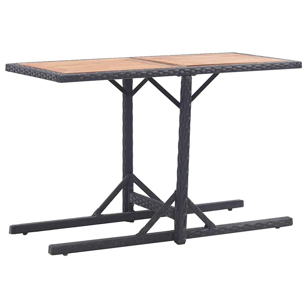 Vidaxl tuintafel massief acaciahout en poly rattan zwart