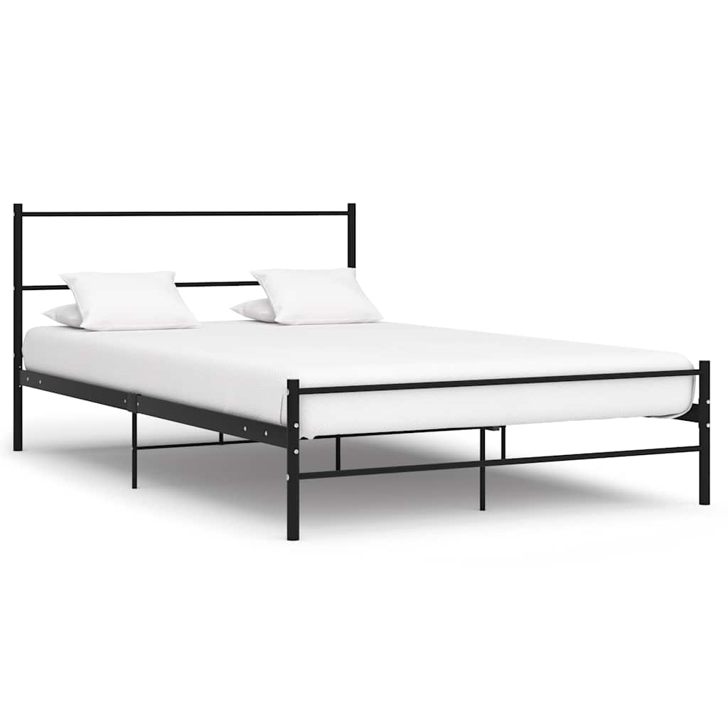Vidaxl bedframe met hoofdeinde zonder matras 140x200 cm metaal zwart