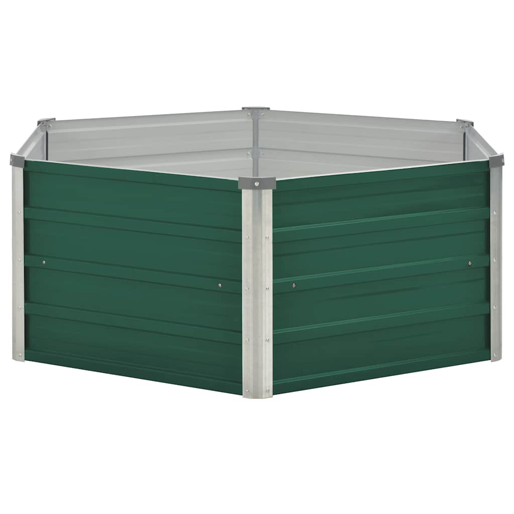 VIDAXL -Pflanzer erhoben 129 x 129 x 46 cm verzinktes Stahlgrün
