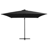 Vidaxl -schwimmendes Parasol mit LED und Stahlpol 250x250 cm schwarz