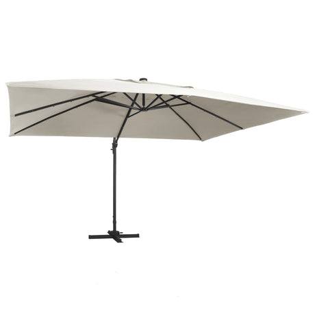 Vidaxx schwimmender Sonnenschirm mit LED und Aluminiumstange 400x300 cm sandfarben