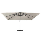 Vidaxx schwimmender Sonnenschirm mit LED und Aluminiumstange 400x300 cm sandfarben