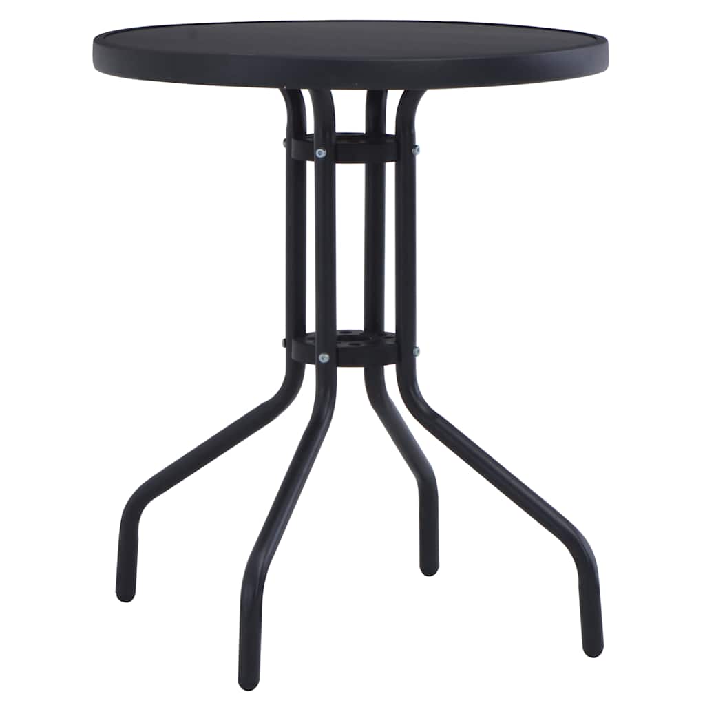 Vidaxl tuintafel 80 cm staal en glas zwart