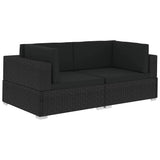 Vidaxl hoekbanken 2 st met kussens poly rattan zwart