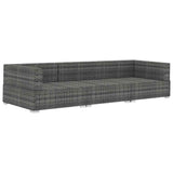 Vidaxl 3-delige loungeset met kussens poly rattan grijs