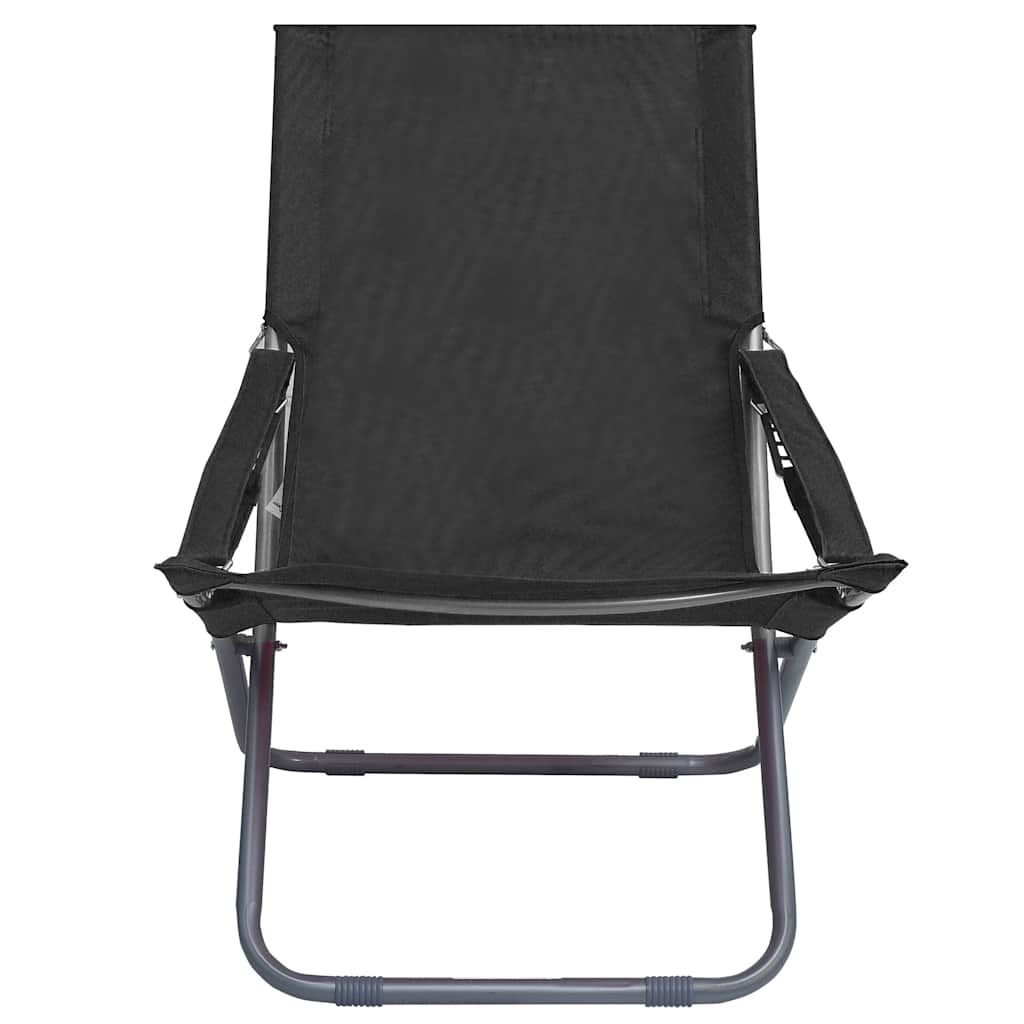 Vidaxl strandstoelen 2 st inklapbaar stof zwart