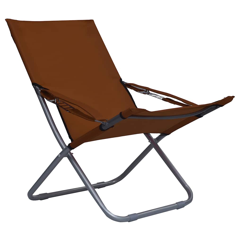 Vidaxl strandstoelen 2 st inklapbaar stof bruin