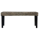 Vidaxl bankje 110 cm natuurlijk kubu rattan en massief mahoniehout zwart
