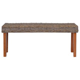 Vidaxl bankje 110 cm natuurlijk kubu rattan en massief mahoniehout