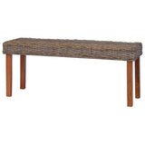 Vidaxl bankje 110 cm natuurlijk kubu rattan en massief mahoniehout