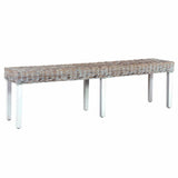 Vidaxl bankje 160 cm natuurlijk kubu rattan en massief mangohout wit