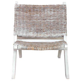 Vidaxl relaxstoel natuurlijk kubu rattan en massief mahoniehout wit