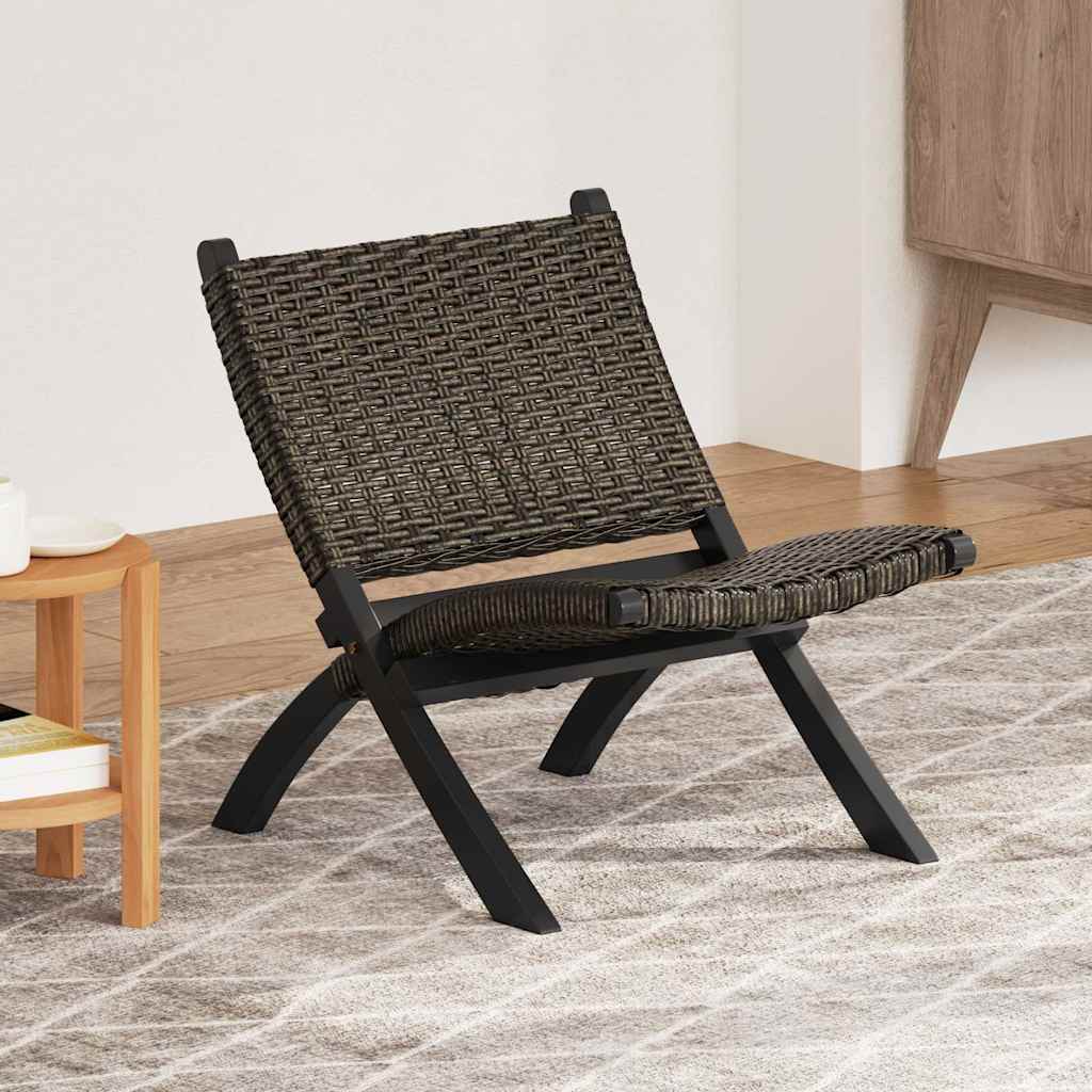Vidaxl relaxstoel natuurlijk kubu rattan en massief mahoniehout zwart