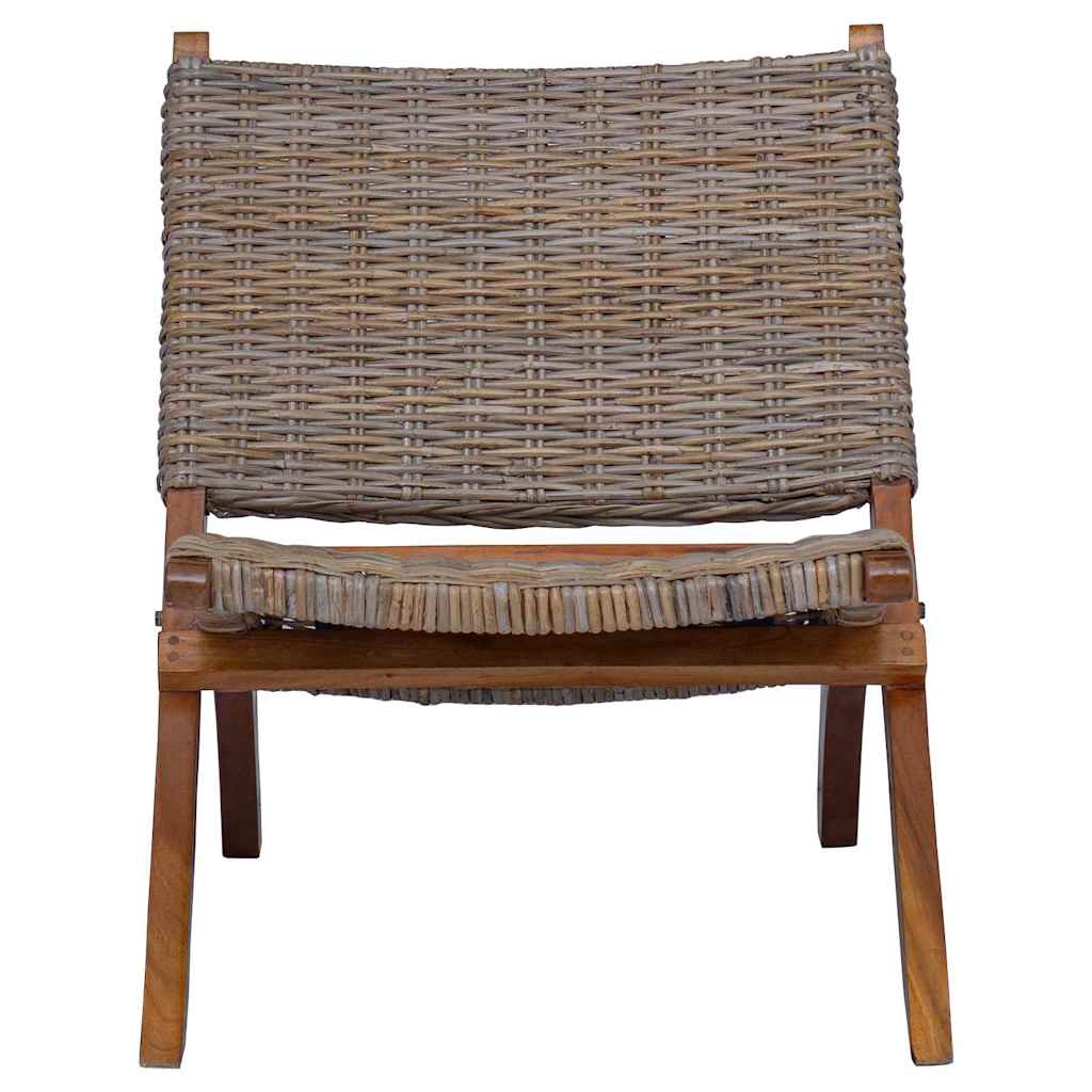 Vidaxl relaxstoel natuurlijk kubu rattan en massief mahoniehout
