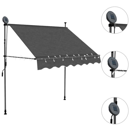 Vidaxx Markise manuell ausziehbar mit LED 200 cm Anthrazit