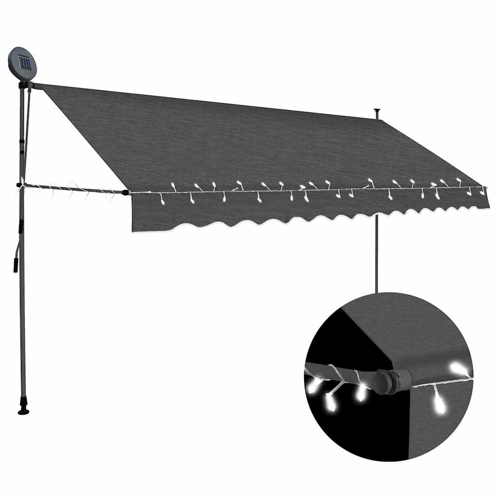 Vidaxx Markise manuell ausziehbar mit LED 350 cm Anthrazit