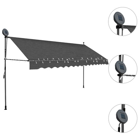 Vidaxx Markise manuell ausziehbar mit LED 350 cm Anthrazit