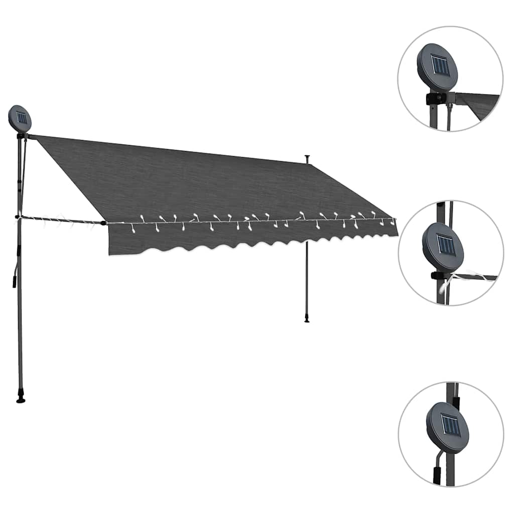 Vidaxx Markise manuell ausziehbar mit LED 350 cm Anthrazit