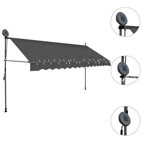 Vidaxx Markise manuell ausziehbar mit LED 350 cm Anthrazit
