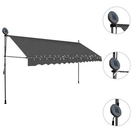 Vidaxx Markise manuell ausziehbar mit LED 400 cm Anthrazit