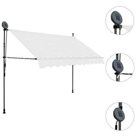 Vidaxl luifel mit LED 250 cm cremefarbener gelöscht