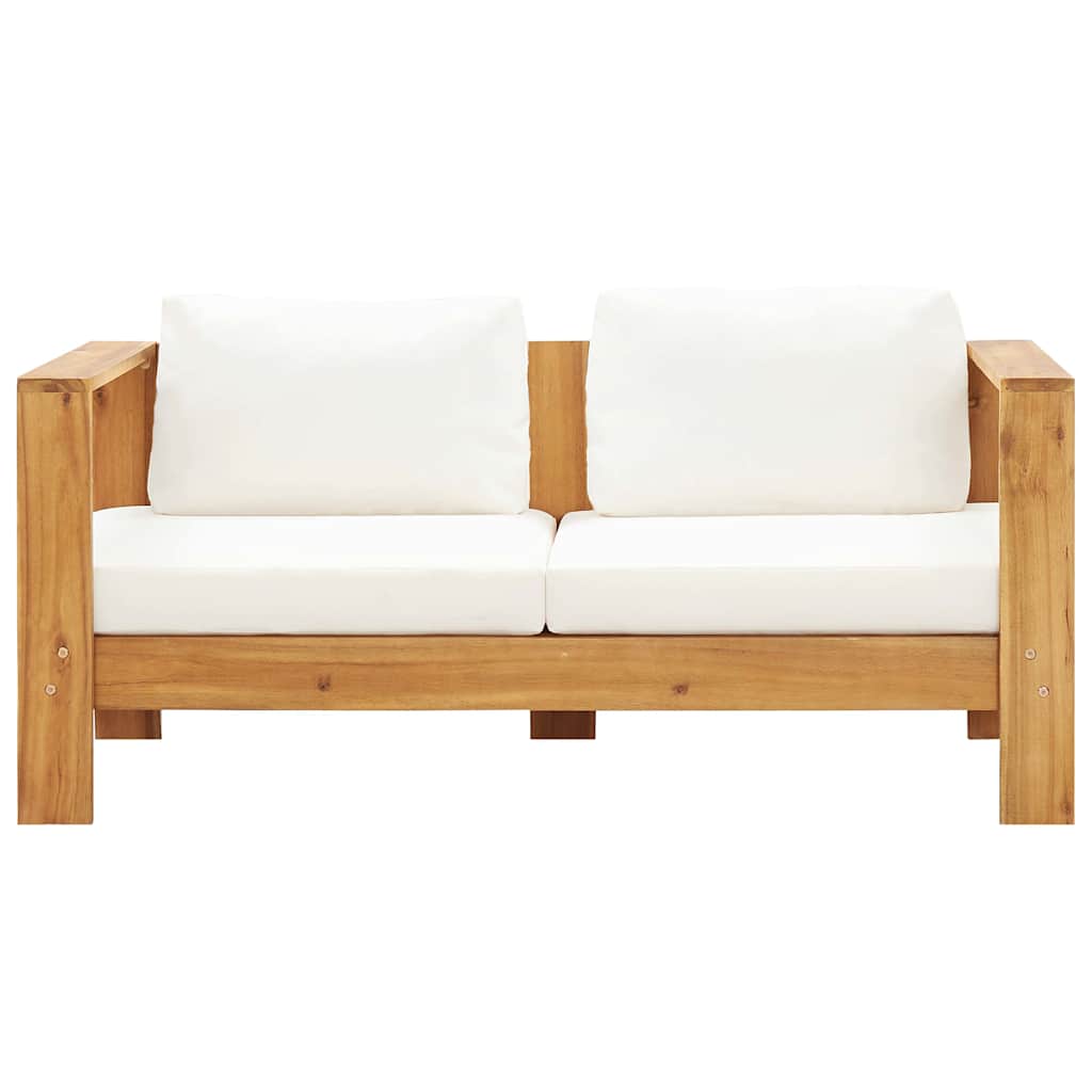 Vidaxl tuinbank met kussen 140 cm massief acaciahout crèmewit