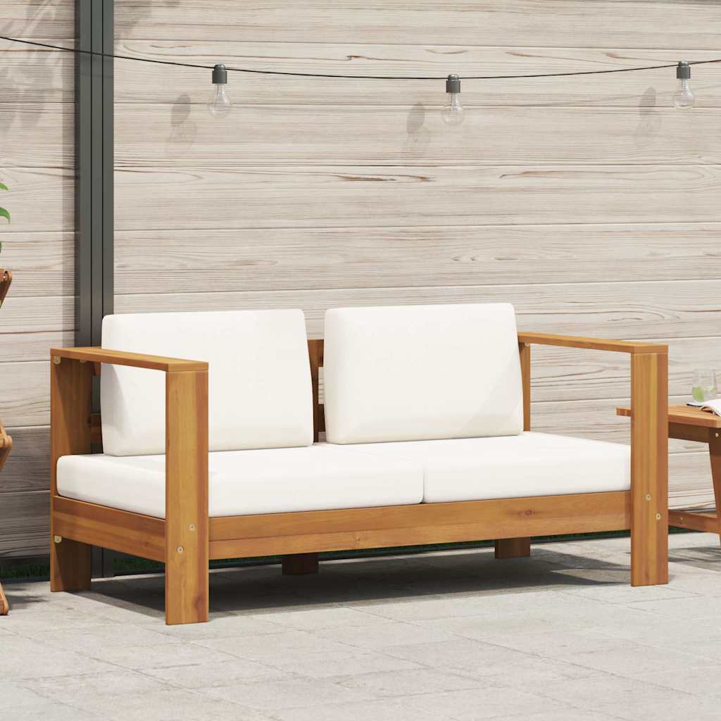 Vidaxl tuinbank met kussen 140 cm massief acaciahout crèmewit