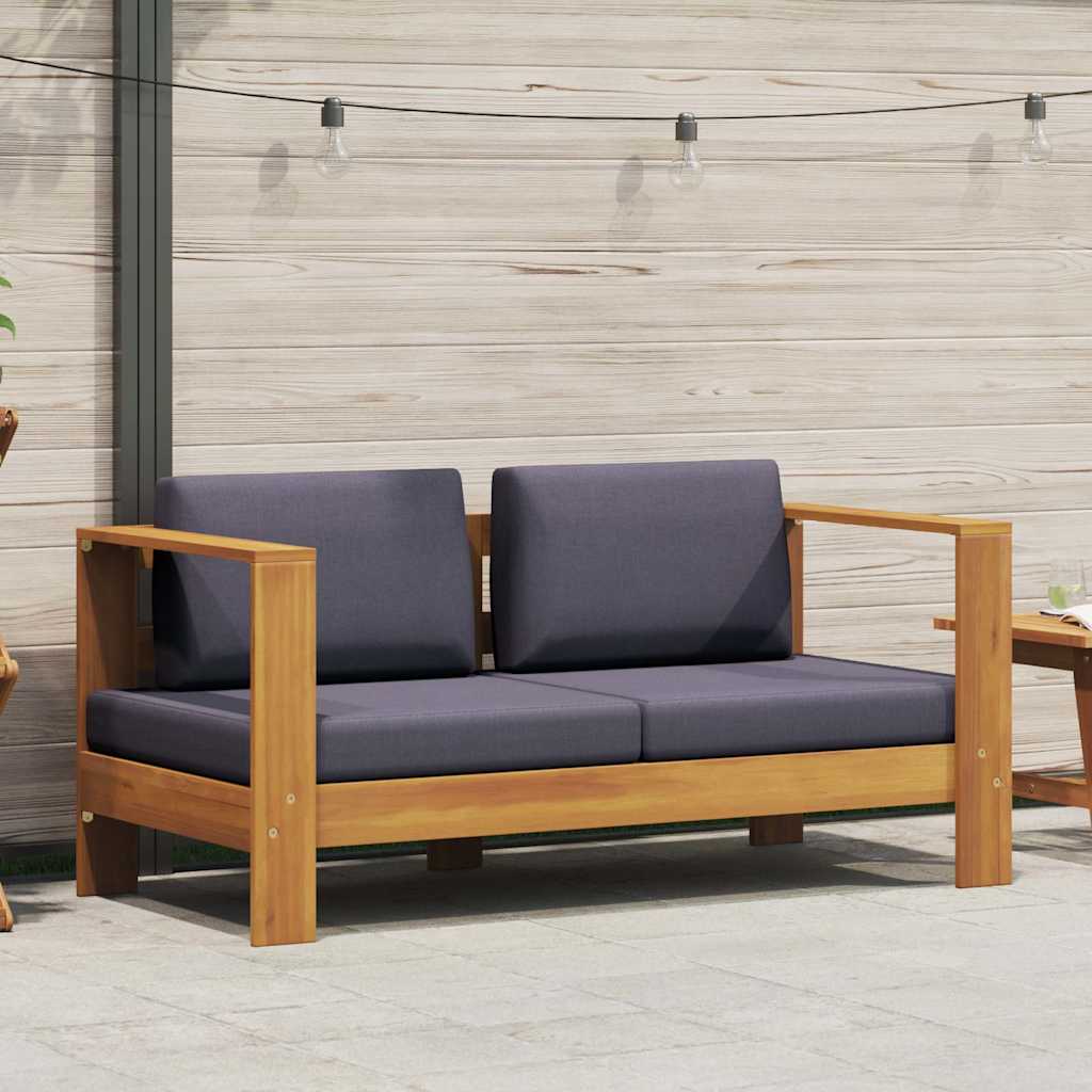 Vidaxl tuinbank met kussens 140 cm massief acaciahout grijs