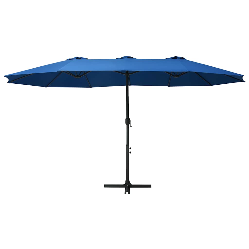 Vidaxl parasol met aluminium paal 460x270 cm blauw
