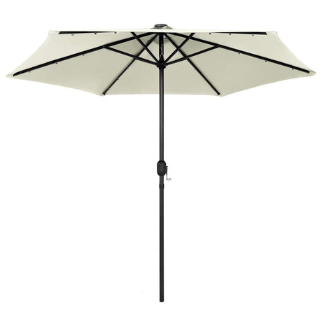 Vidaxl Parasol mit LED -Beleuchtung und Aluminiumpol 270 cm Sandy White
