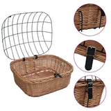 VIDAXL -Fahrrad -Lenkerkorb mit Deckel 50 x 45 x 35 cm Natural Willows
