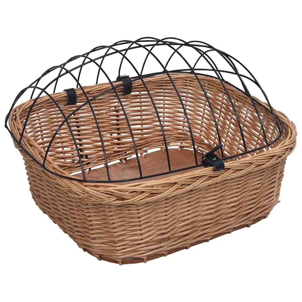 VIDAXL -Fahrrad -Lenkerkorb mit Deckel 50 x 45 x 35 cm Natural Willows