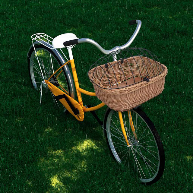 VIDAXL -Fahrrad -Lenkerkorb mit Deckel 50 x 45 x 35 cm Natural Willows