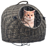 VIDAXL -Katzenträger 45x35x35 cm Natural Willow Wood Grey
