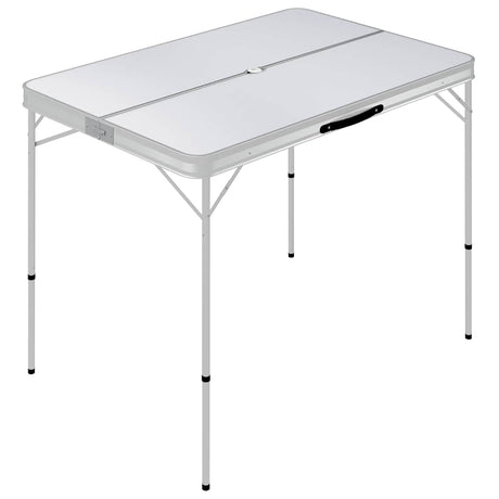 Vidaxl Camping -Tisch faltbar mit 2 Bänken Aluminiumweiß