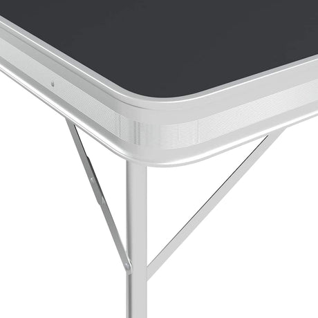 Vidaxl Camping Table zusammenklappbar mit 2 Bänken Aluminiumgrau
