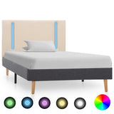 Vidaxl bedframe met led stof crèmekleurig en donkergrijs 100x200 cm
