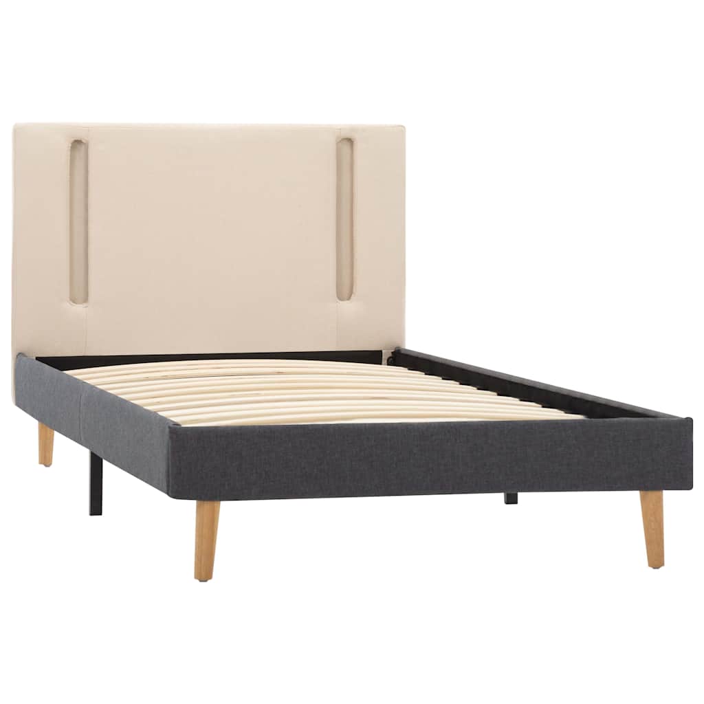 Vidaxl bedframe met led stof crèmekleurig en donkergrijs 100x200 cm