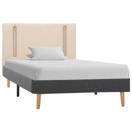Vidaxl bedframe met led stof crèmekleurig en donkergrijs 100x200 cm
