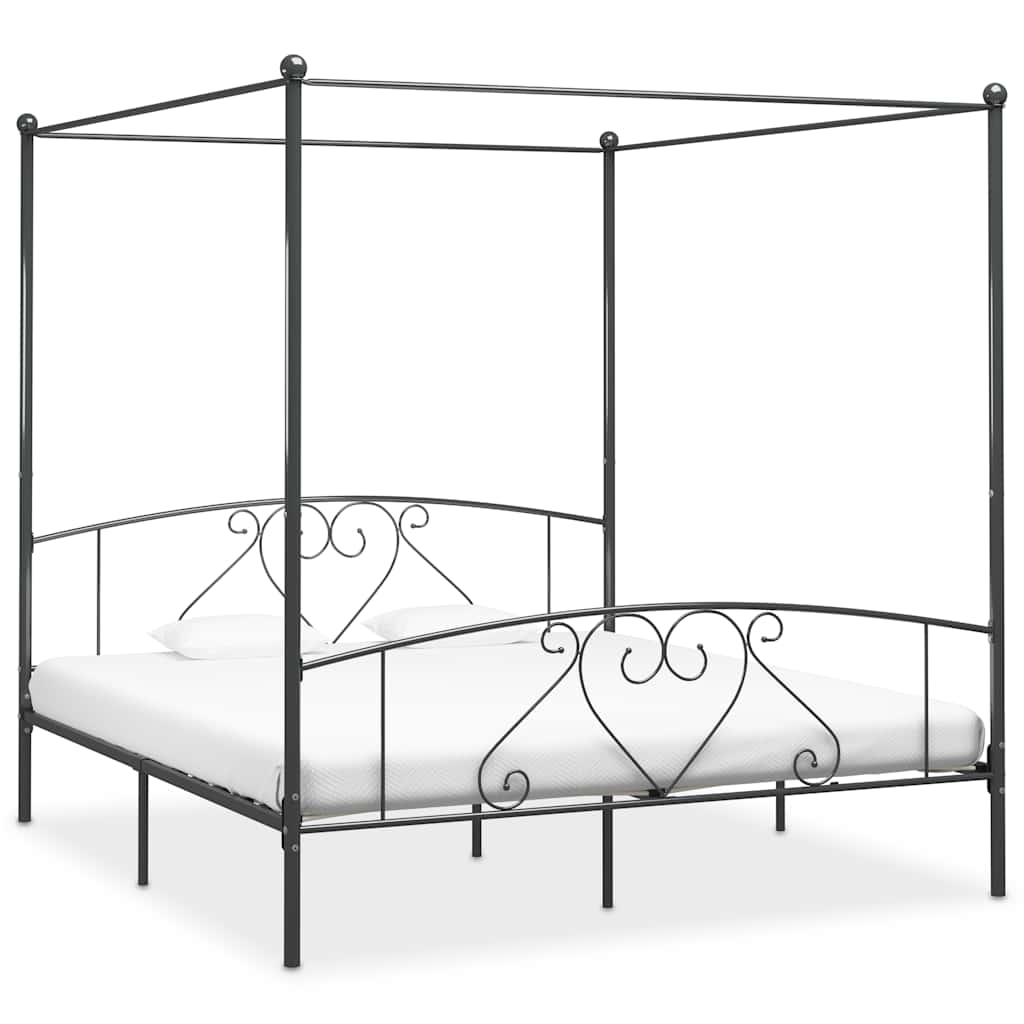 Vidaxl hemelbedframe metaal grijs 200x200 cm
