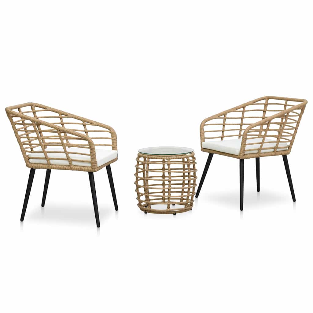 Vidaxl 3-delige bistroset poly rattan eikenkleurig