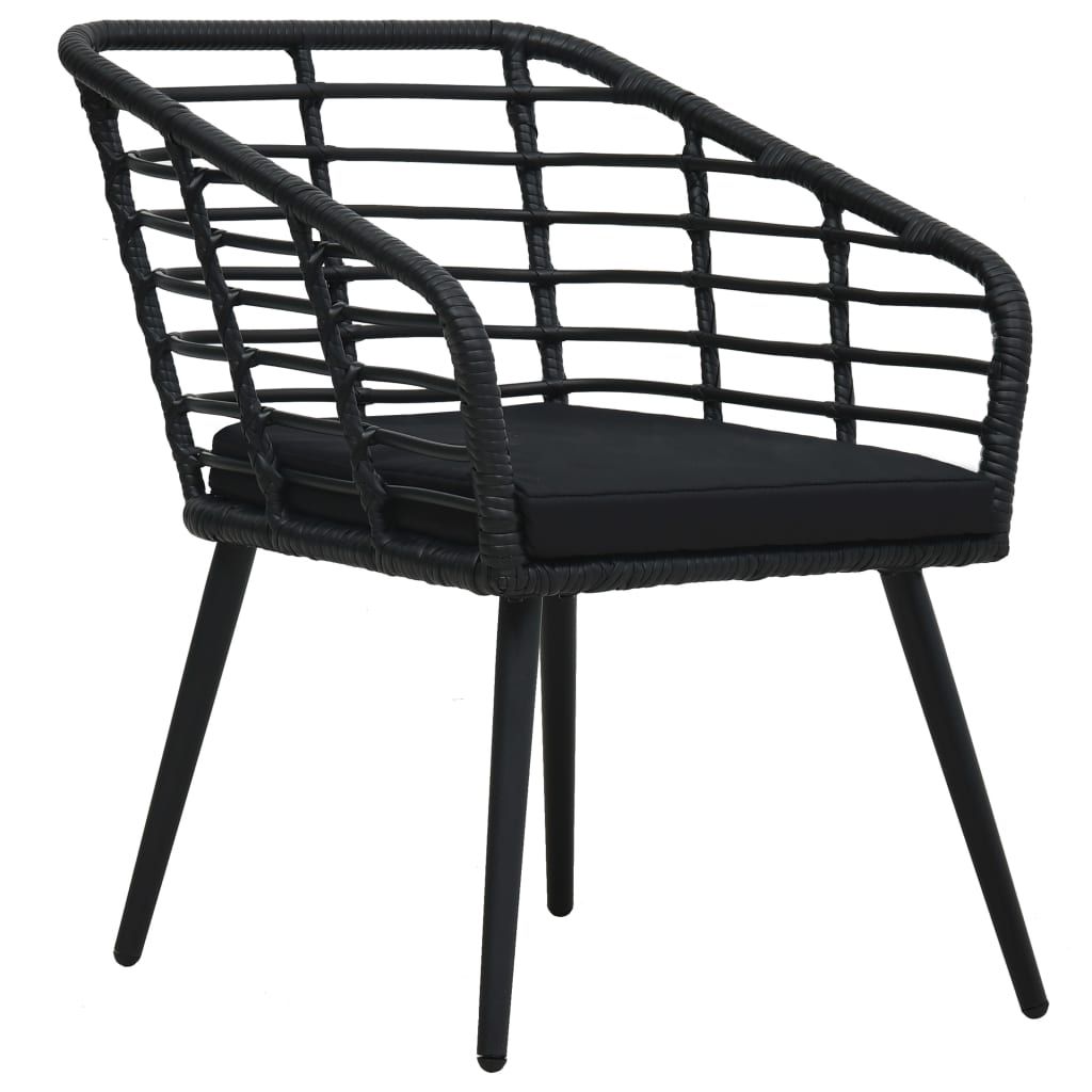 Vidaxl tuinstoelen 2 st met kussens poly rattan zwart
